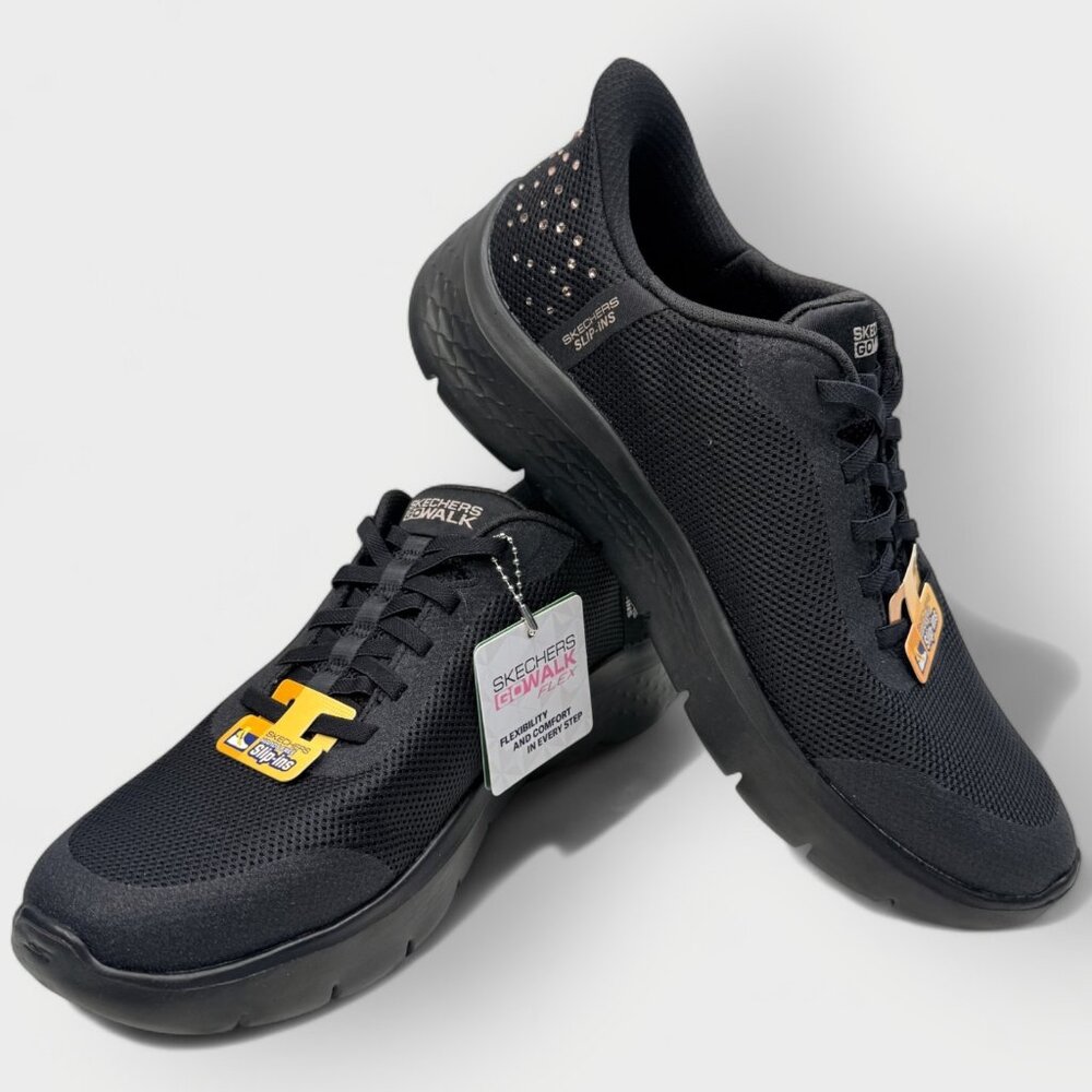 Skechers Women’s Slip-ins GO Walk Flex Krysta Black/Rose Gold Shoes Sz 9.5 NWTB - Picture 9 of 14